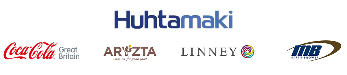 Sponsor logos, including, Huhtamaki, Coca-Cola, Aryzta, Linney and MB